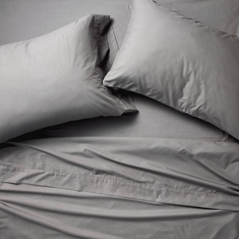 slide 3 of 5, Standard 400 Thread Count Percale Pillowcases Dark Gray - Casaluna™, 1 ct