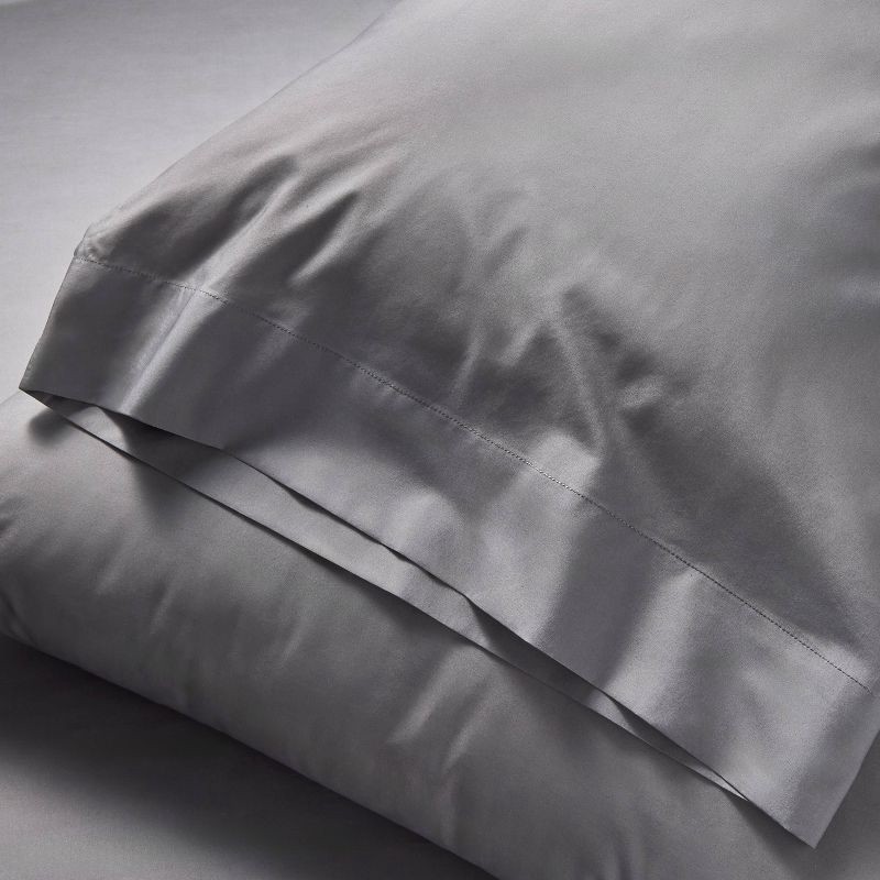 slide 4 of 5, Standard 400 Thread Count Percale Pillowcases Dark Gray - Casaluna™, 1 ct