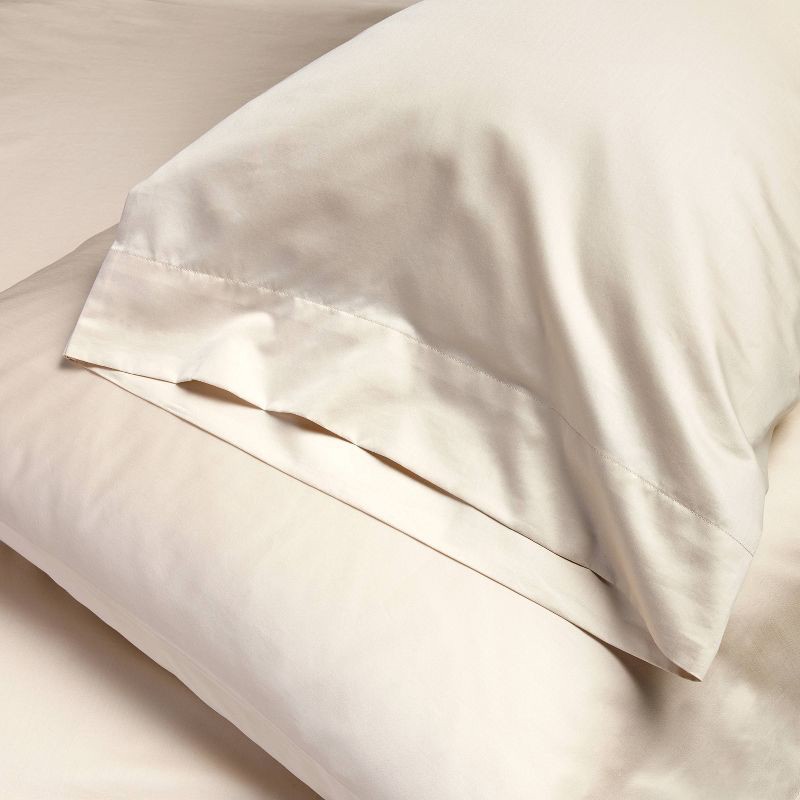 slide 4 of 4, King 600 Thread Count Sateen Pillowcases Natural - Casaluna™, 1 ct