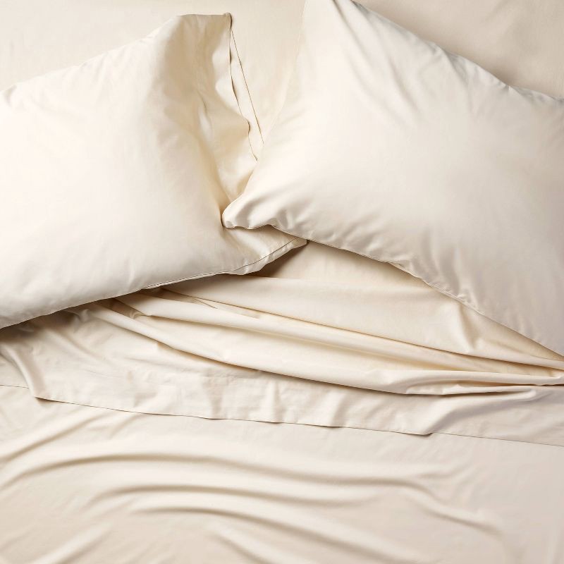 slide 1 of 7, Full 600 Thread Count Sateen Sheet Set Natural - Casaluna™, 1 ct