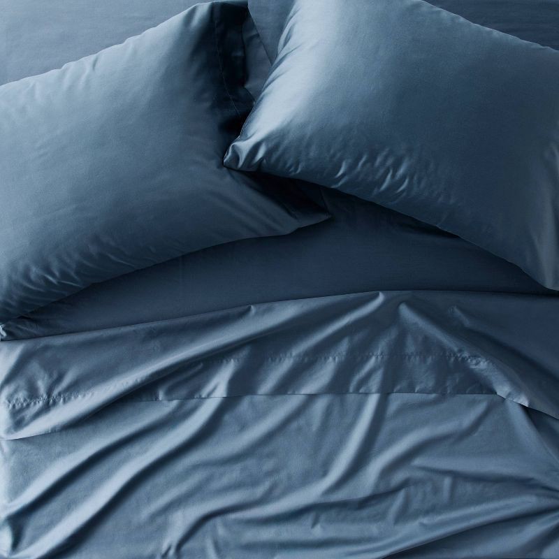 slide 3 of 4, King 600 Thread Count Sateen Pillowcases Dark Mineral Blue - Casaluna™, 1 ct