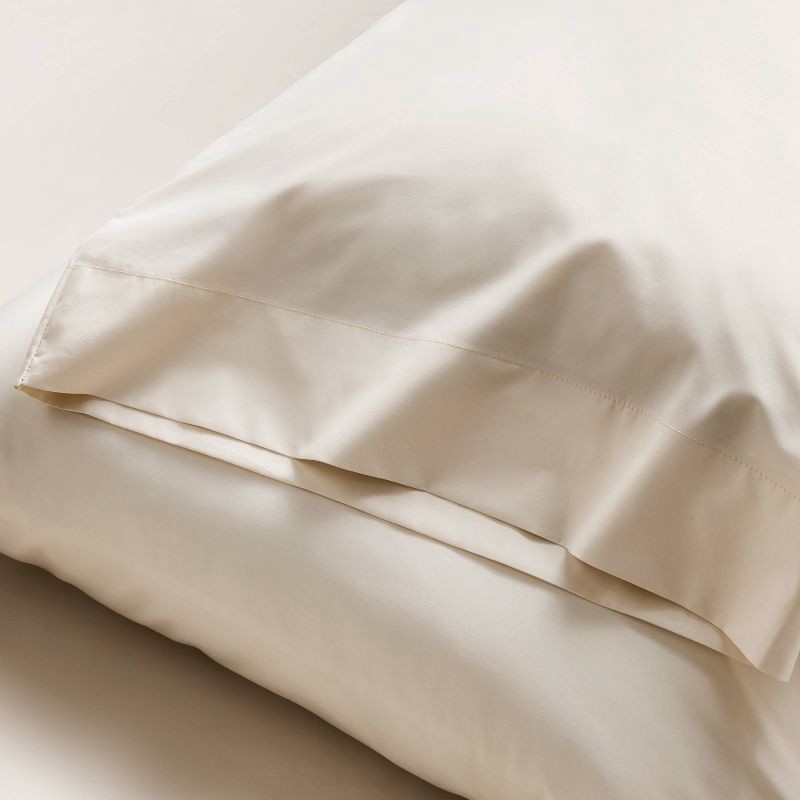 slide 5 of 7, Queen 400 Thread Count Percale Sheet Set Natural - Casaluna™, 1 ct