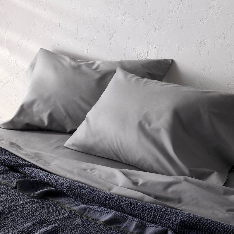 slide 1 of 5, King 400 Thread Count Percale Pillowcases Dark Gray - Casaluna™, 1 ct