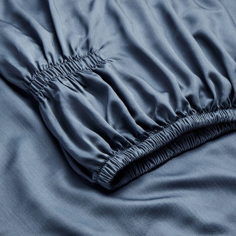 slide 4 of 7, King 400 Thread Count Rayon from Bamboo Sheet Set Dark Mineral Blue - Casaluna™, 1 ct