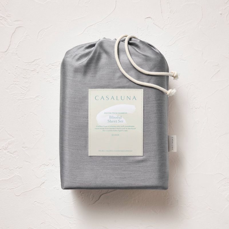 slide 6 of 7, King 400 Thread Count Rayon from Bamboo Sheet Set Dark Gray - Casaluna™, 1 ct