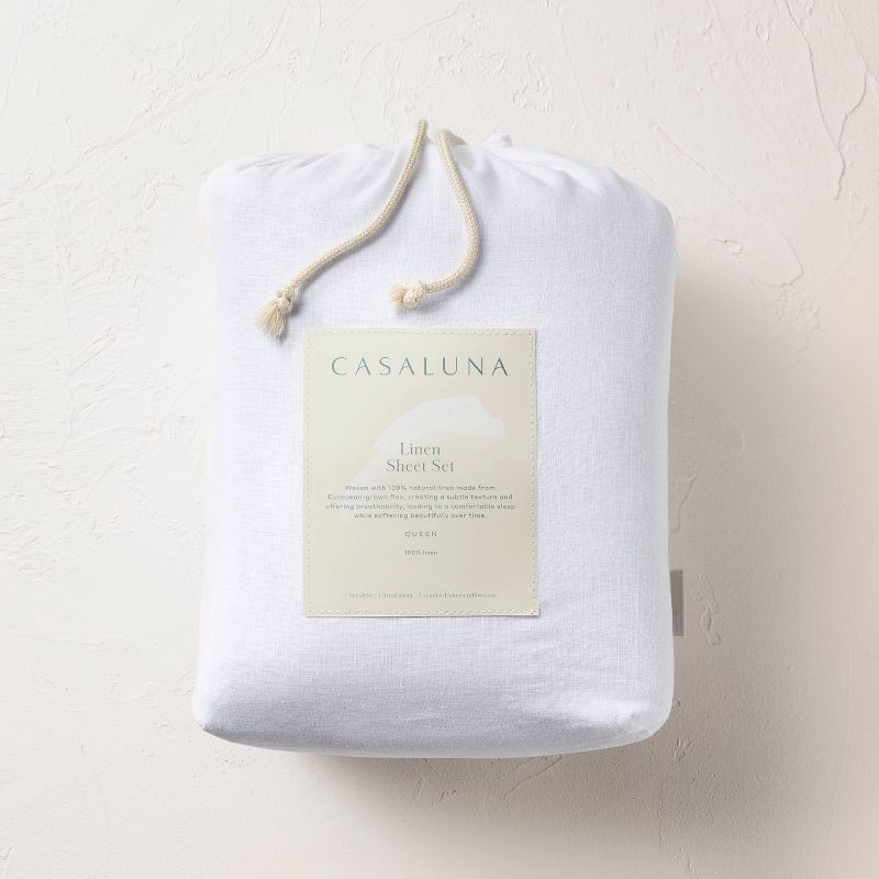 slide 6 of 7, King 100% Linen Sheet Set White - Casaluna™, 1 ct