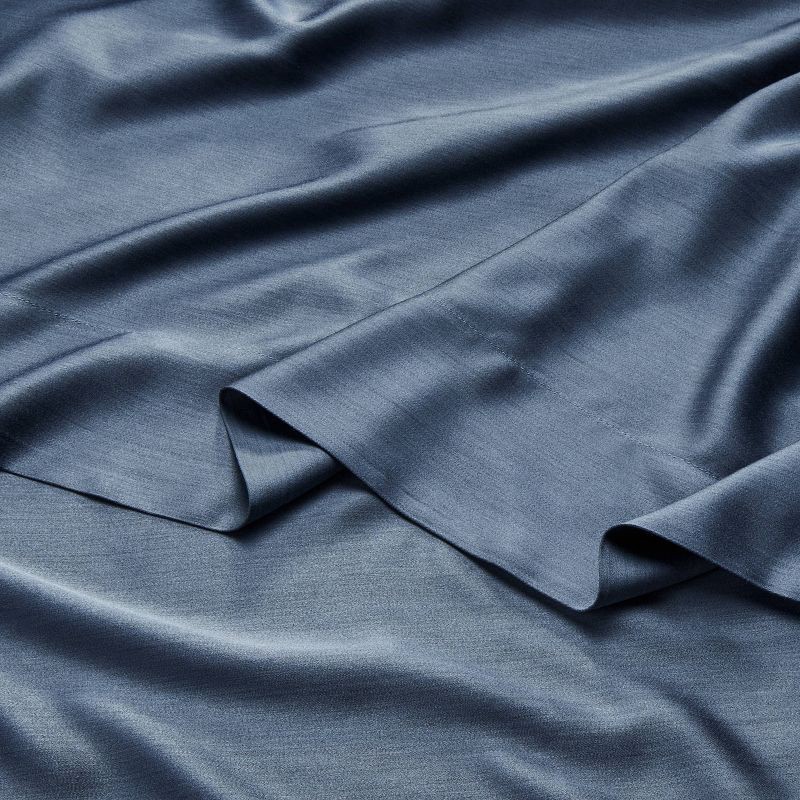 slide 3 of 7, Full 400 Thread Count Rayon from Bamboo Sheet Set Dark Mineral Blue - Casaluna™, 1 ct