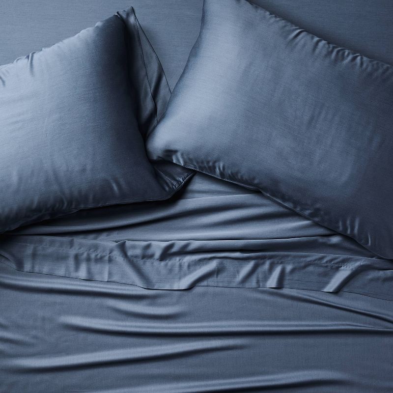 slide 3 of 5, Standard 400 Thread Count Rayon from Bamboo Pillowcases Dark Mineral Blue - Casaluna™, 1 ct