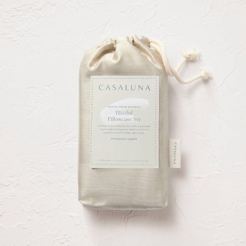 slide 5 of 5, King 400 Thread Count Rayon from Bamboo Pillowcases Light Olive Green - Casaluna™, 1 ct