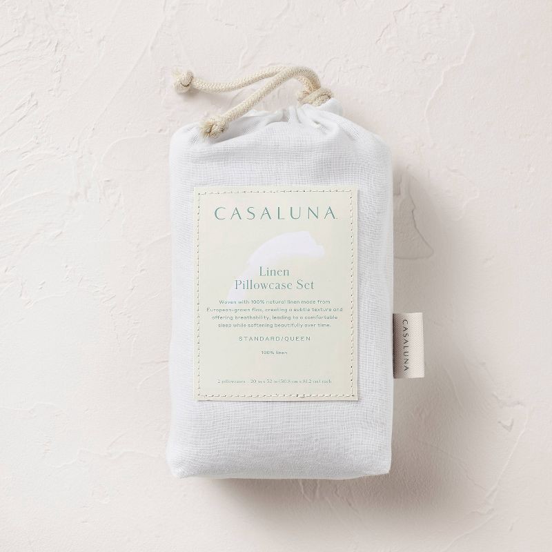 slide 5 of 5, Standard 100% Linen Pillowcases White - Casaluna™, 1 ct