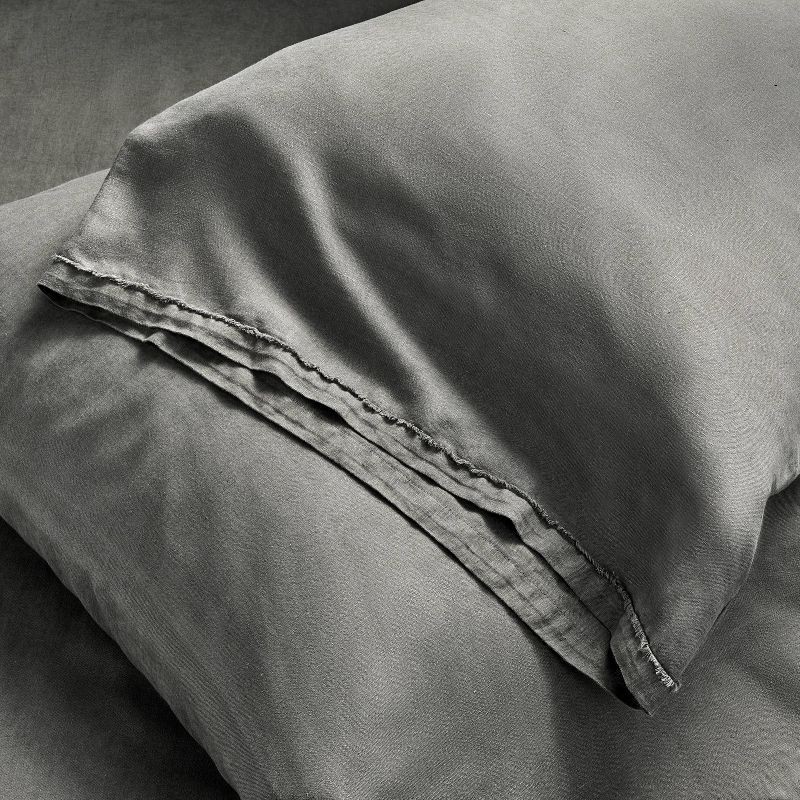 slide 4 of 5, King 100% Linen Pillowcases Dark Gray - Casaluna™, 1 ct