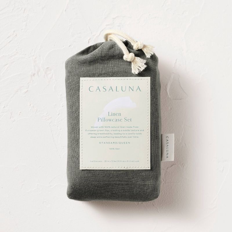 slide 5 of 5, King 100% Linen Pillowcases Dark Gray - Casaluna™, 1 ct