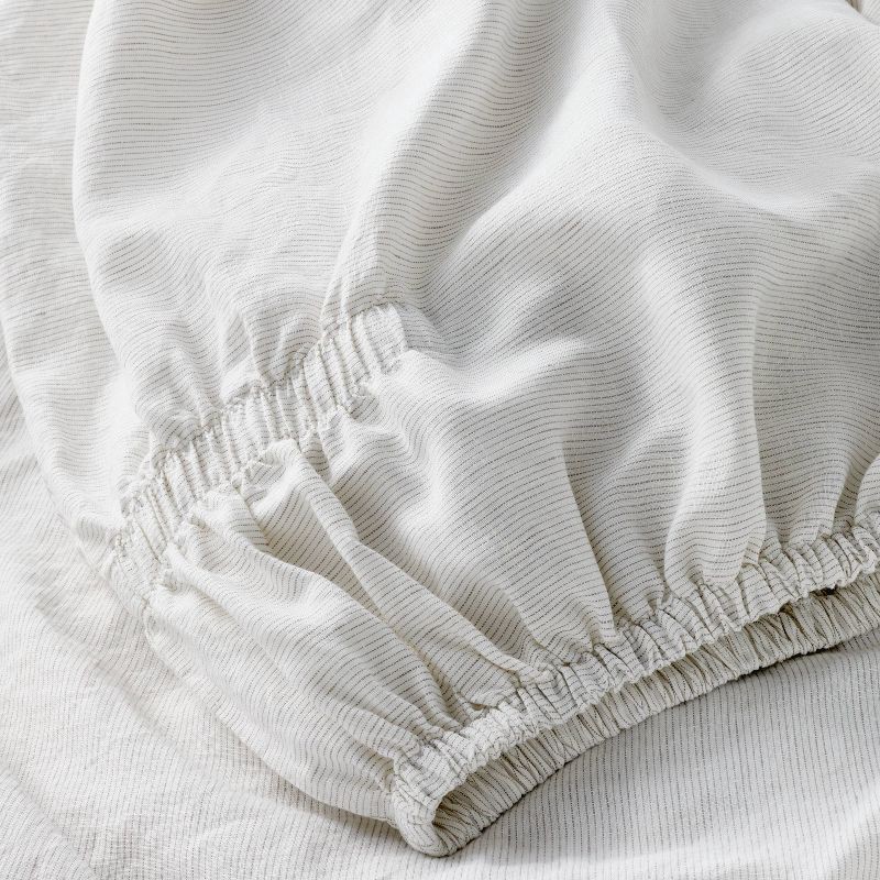 slide 4 of 7, King 100% Linen Sheet Set Dark Gray Micro Stripe - Casaluna™, 1 ct