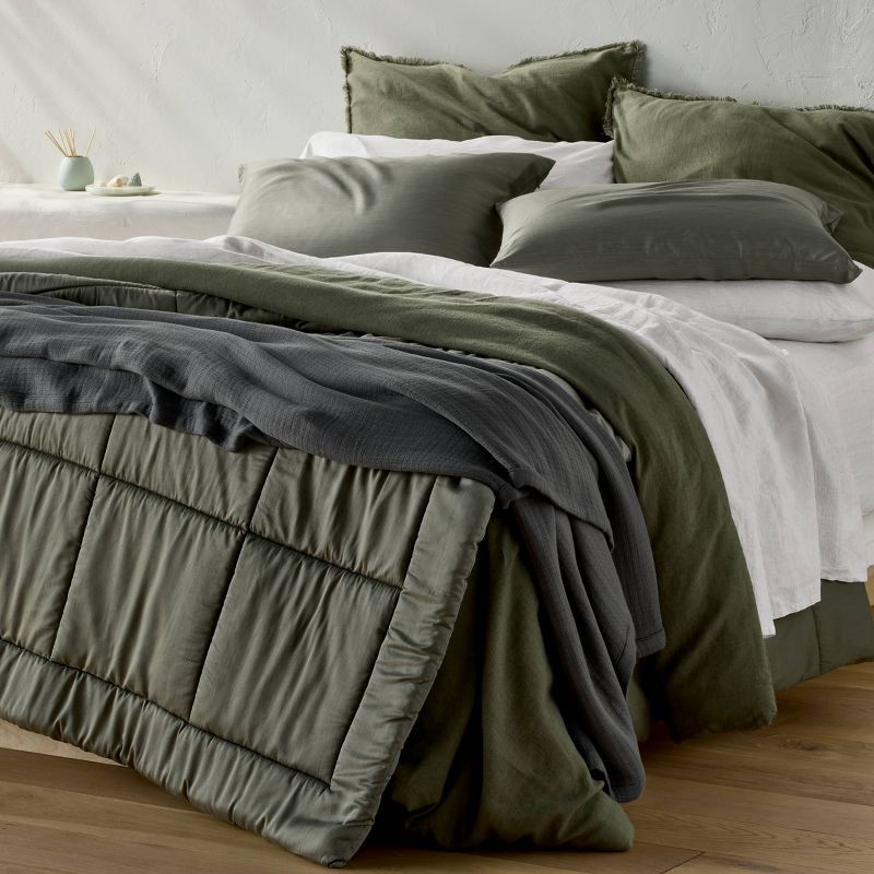 slide 2 of 5, King 100% Linen Pillowcases Dark Gray Micro Striped - Casaluna™, 1 ct