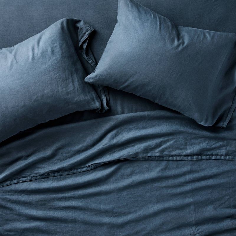 slide 3 of 5, King 100% Linen Pillowcases Dark Mineral Blue - Casaluna™, 1 ct