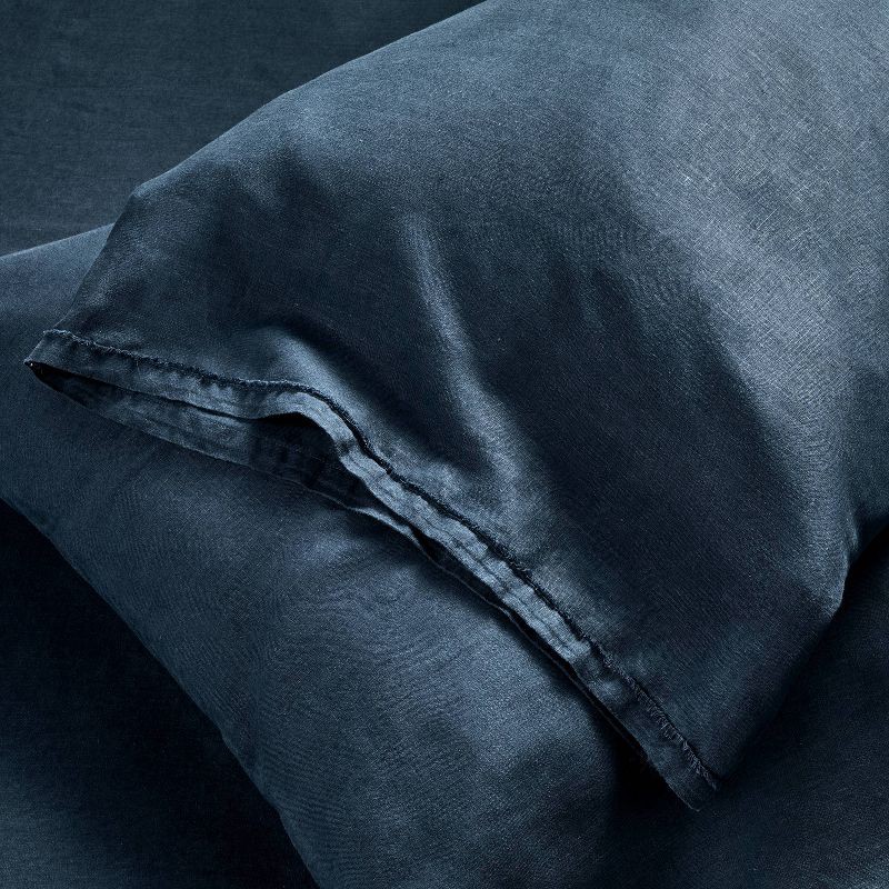 slide 4 of 5, King 100% Linen Pillowcases Dark Mineral Blue - Casaluna™, 1 ct
