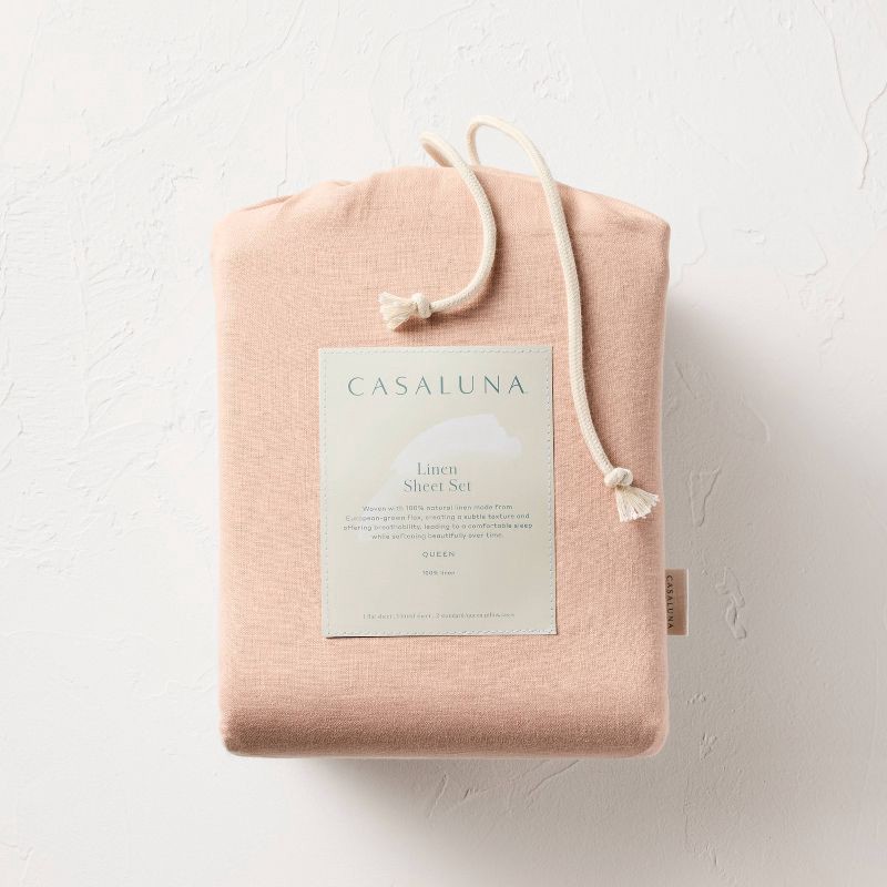 slide 6 of 7, Queen 100% Linen Sheet Set Light Adobe Clay - Casaluna™, 1 ct