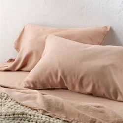 Standard 100% Linen Pillowcases Light Adobe Clay - Casaluna™