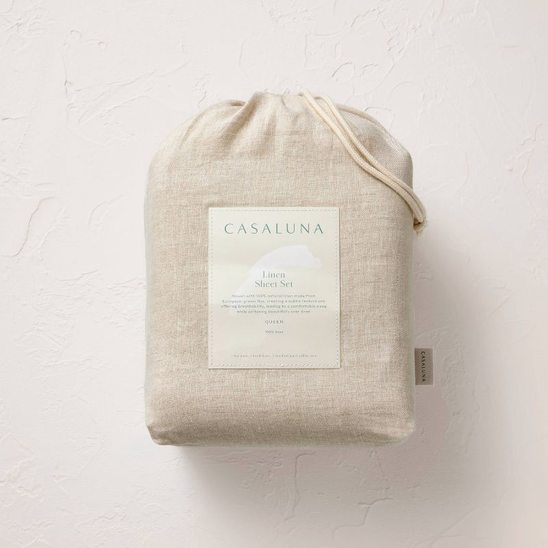 slide 6 of 7, Full 100% Linen Sheet Set Natural - Casaluna™, 1 ct