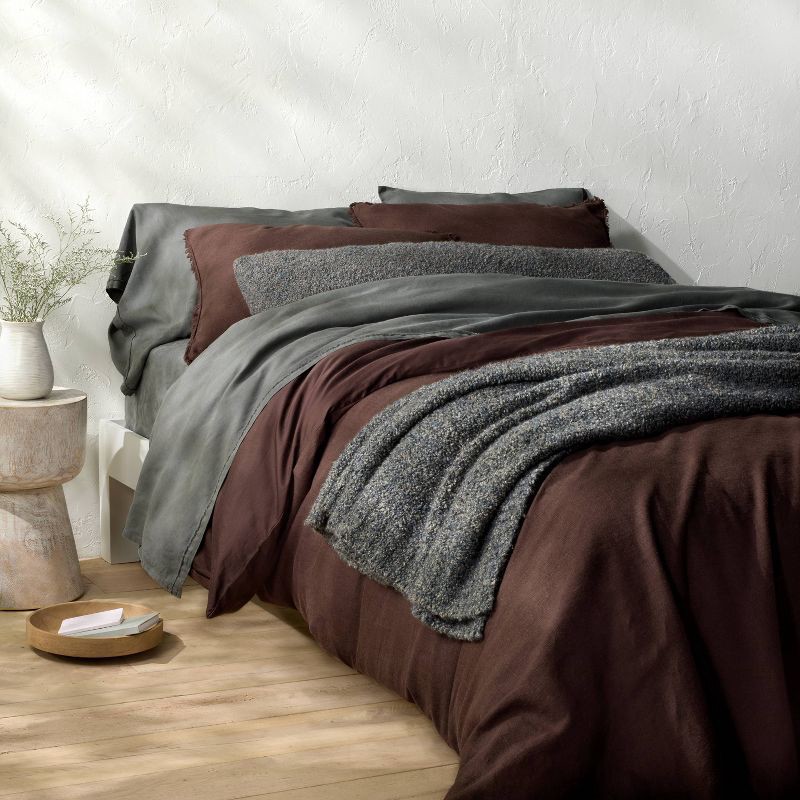 slide 2 of 7, King 100% Linen Sheet Set Dark Gray - Casaluna™, 1 ct