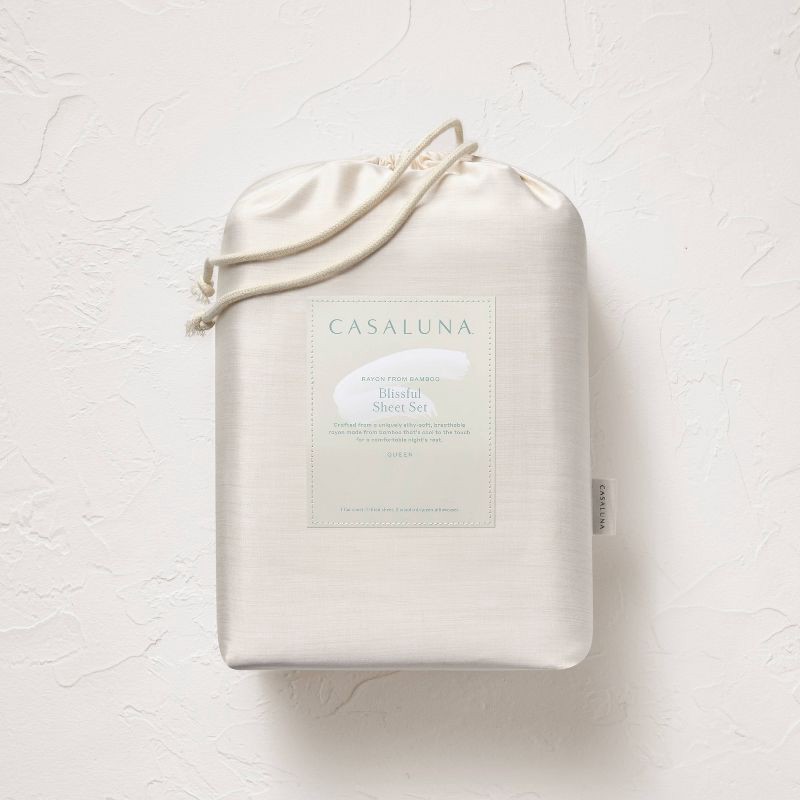 slide 6 of 7, King 400 Thread Count Rayon from Bamboo Sheet Set Natural - Casaluna™, 1 ct
