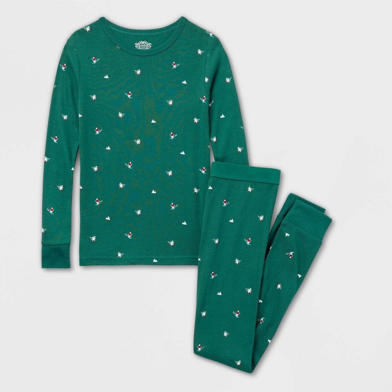 slide 2 of 4, Kids' Polar Bear Print Cotton Ribbed Holiday Matching Family Pajama Set - Wondershop™ Green 10, 1 ct