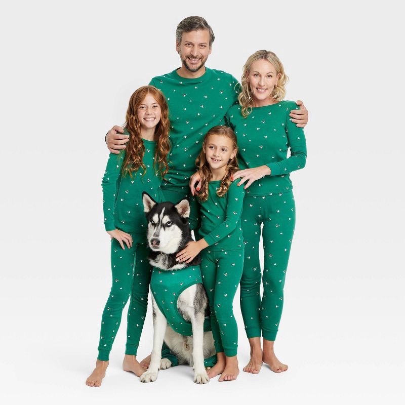 slide 4 of 4, Kids' Polar Bear Print Cotton Ribbed Holiday Matching Family Pajama Set - Wondershop™ Green 10, 1 ct