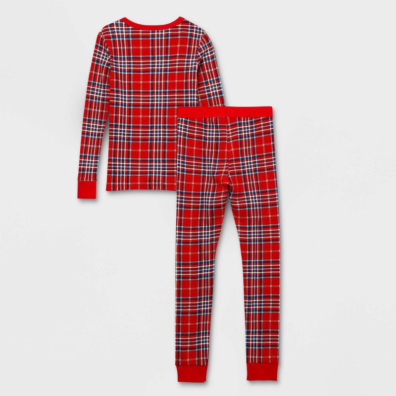 slide 3 of 4, Kids' Plaid Cotton Ribbed Holiday Matching Family Pajama Set - Wondershop™ Red 6, 1 ct