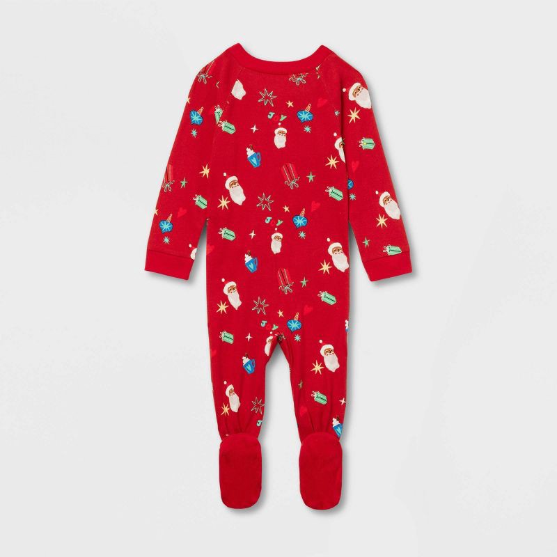 slide 2 of 4, Baby Santa Print Cotton Ribbed Holiday Matching Family Pajama Union Suit - Wondershop™ Red 6-9M, 1 ct