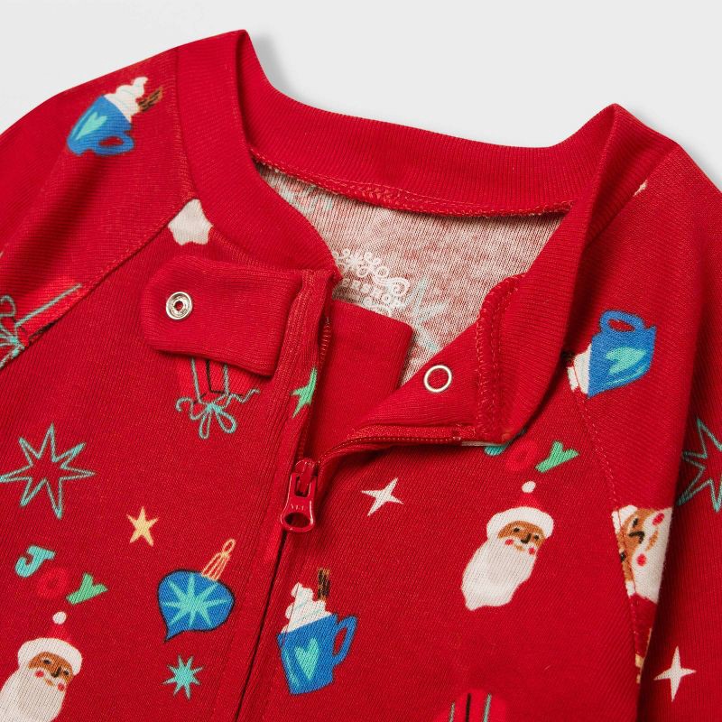 slide 3 of 4, Baby Santa Print Cotton Ribbed Holiday Matching Family Pajama Union Suit - Wondershop™ Red 6-9M, 1 ct