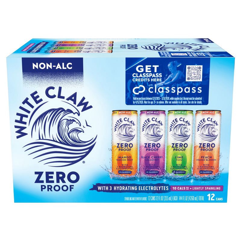 slide 7 of 14, White Claw Hard Seltzer White Claw Zero Proof Variety Pack - 12pk/12 fl oz Cans, 12 ct; 12 fl oz