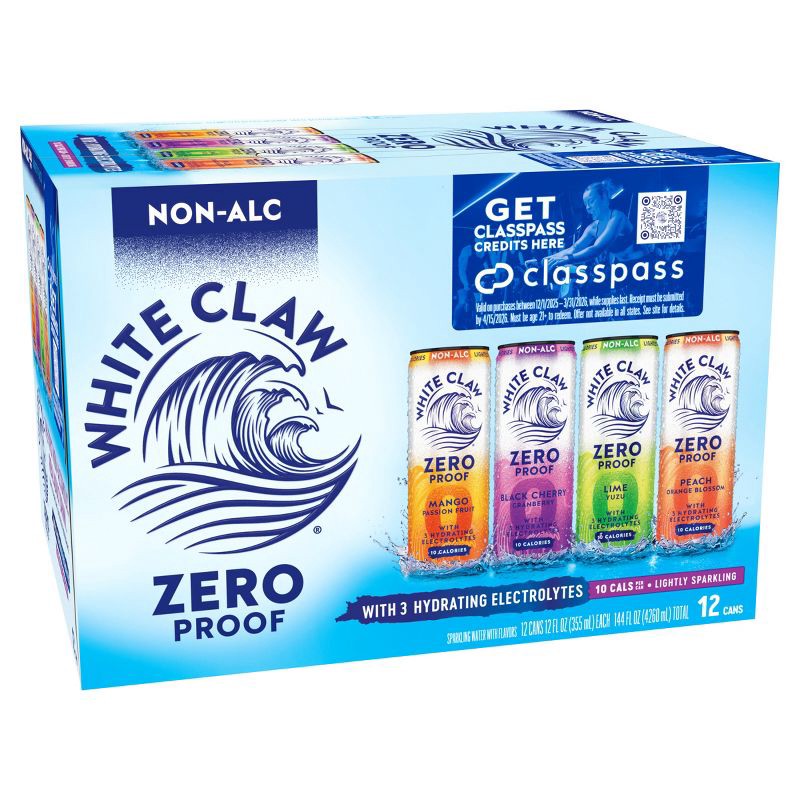 slide 8 of 14, White Claw Hard Seltzer White Claw Zero Proof Variety Pack - 12pk/12 fl oz Cans, 12 ct; 12 fl oz