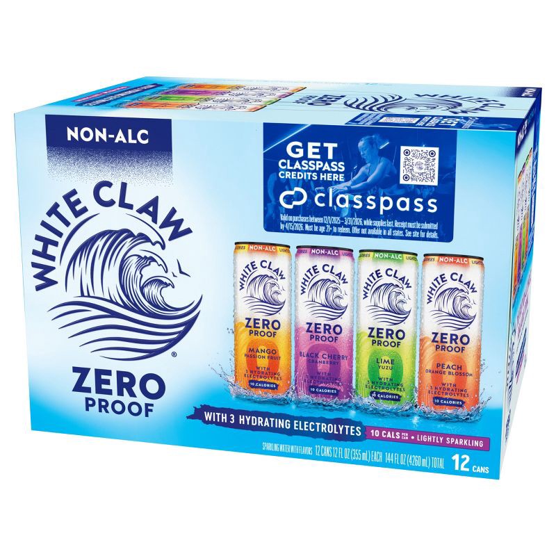 slide 9 of 14, White Claw Hard Seltzer White Claw Zero Proof Variety Pack - 12pk/12 fl oz Cans, 12 ct; 12 fl oz