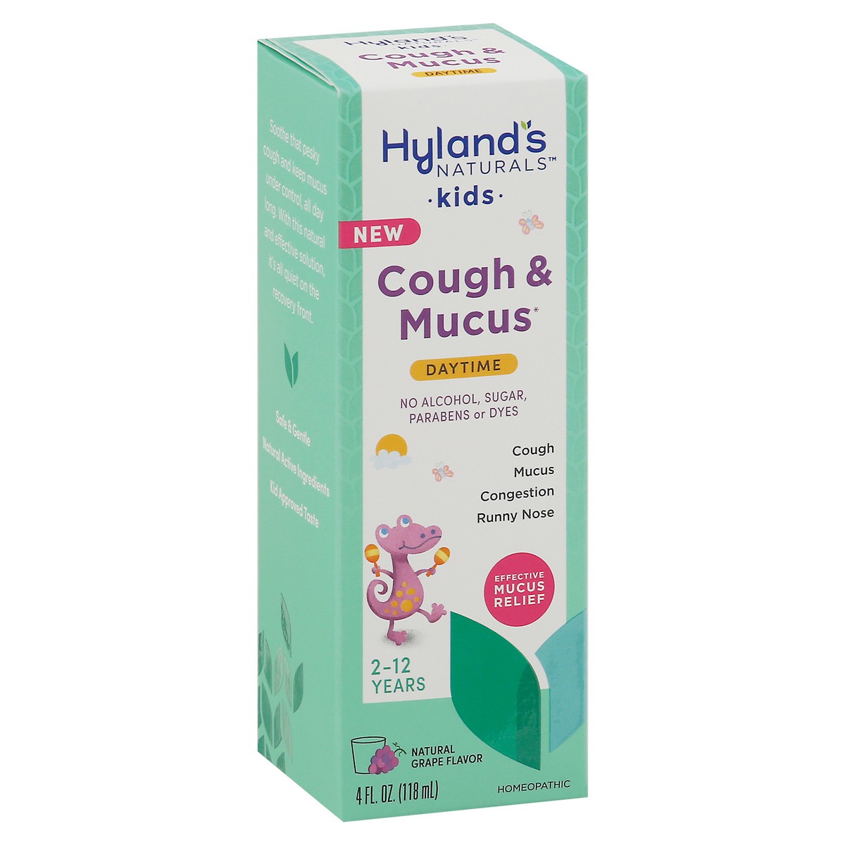 slide 3 of 9, Hyland's Naturals Kids Daytime Natural Grape Flavor Cough & Mucus 4 fl oz, 4 oz