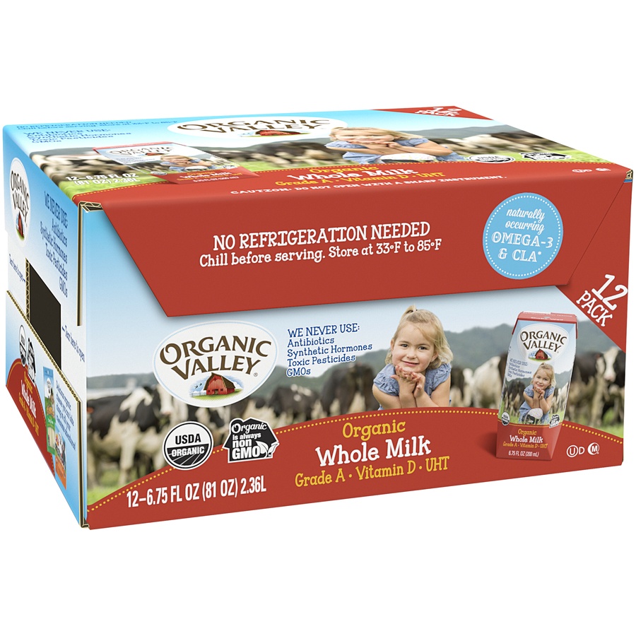 slide 2 of 6, Organic Valley Milk, Whole, Organic, 12 Pack, 12 ct