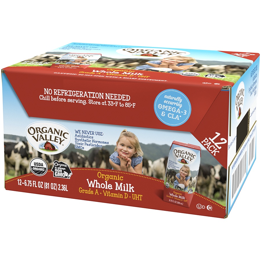 slide 3 of 6, Organic Valley Milk, Whole, Organic, 12 Pack, 12 ct