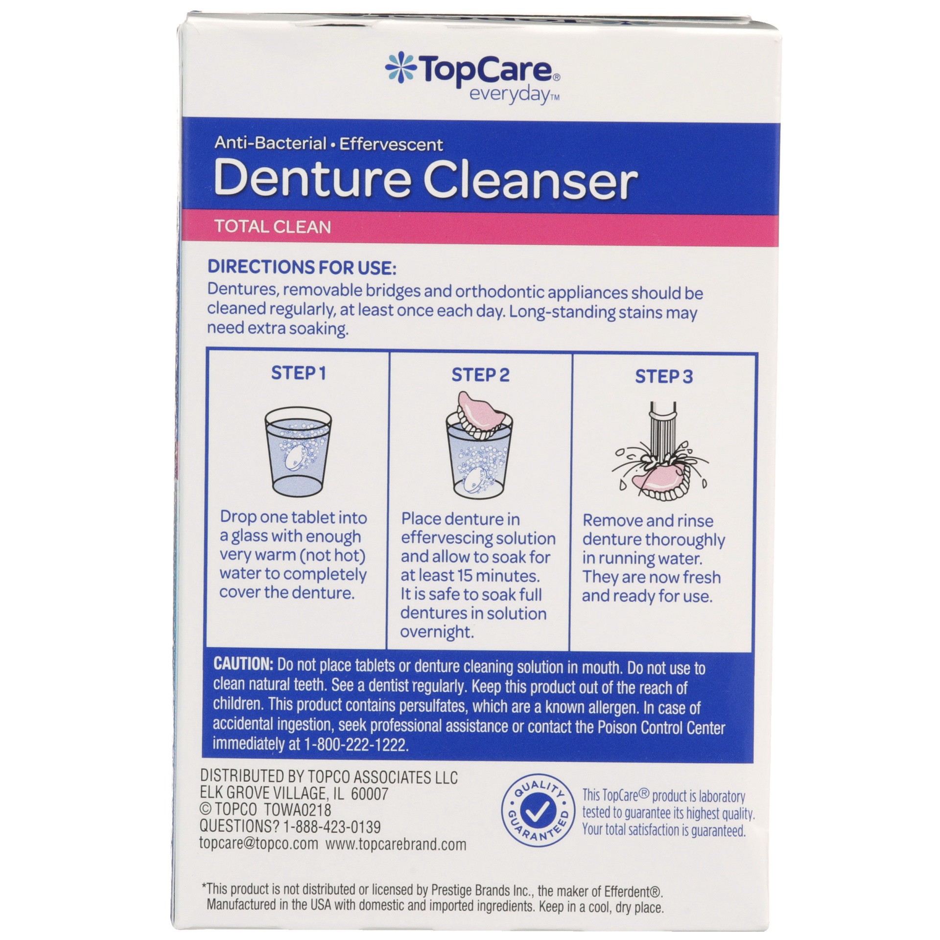 slide 2 of 6, TopCare Anti-bacterial Effervescent Total Clean Denture Cleanser Tablets, 90 ct