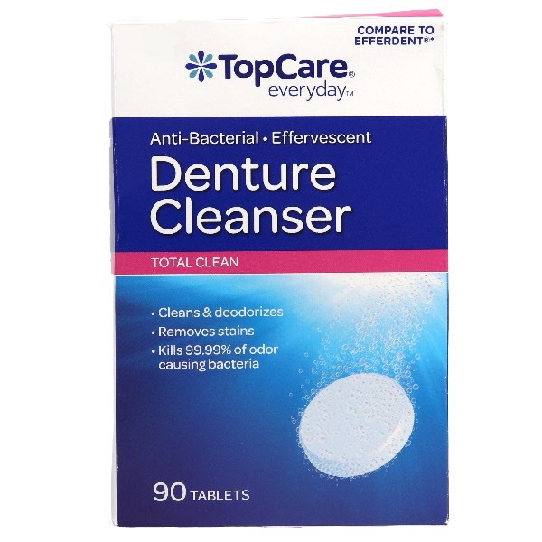 slide 1 of 6, TopCare Anti-bacterial Effervescent Total Clean Denture Cleanser Tablets, 90 ct