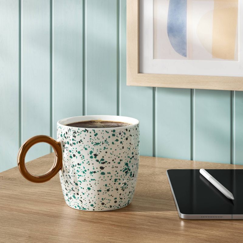 slide 2 of 3, 13oz Stoneware Spatter Print Mug Woodsy Green - Room Essentials™, 13 oz