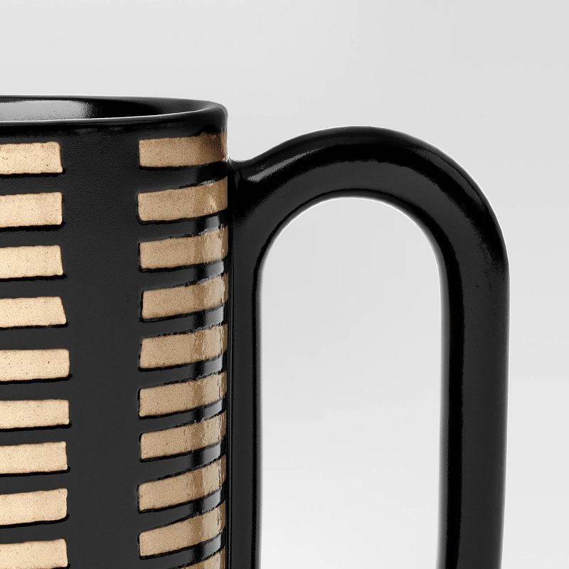 slide 3 of 3, 16oz Stoneware Broken Blinds Print Mug Black - Room Essentials™, 16 oz