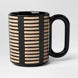 16oz Stoneware Broken Blinds Print Mug Black - Room Essentials™