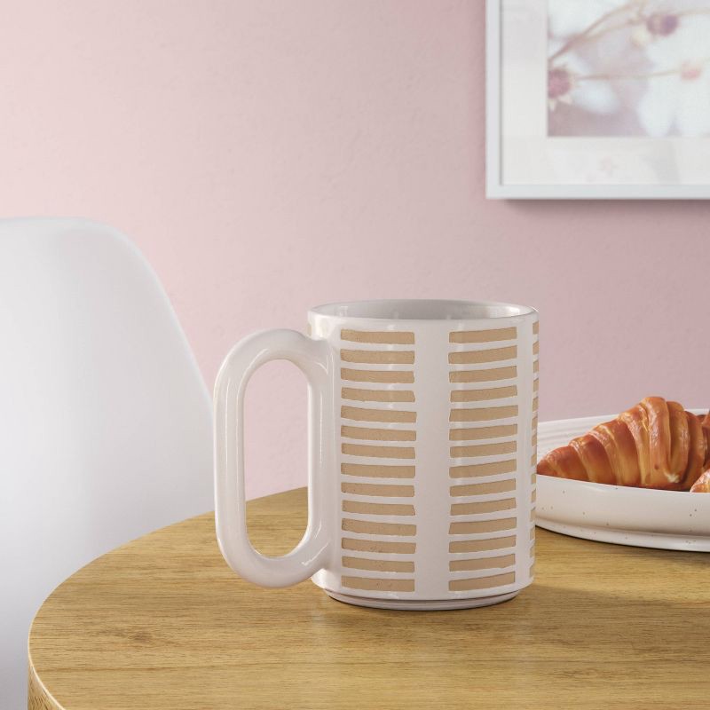 slide 2 of 3, 16oz Stoneware Broken Blinds Print Mug Golden Apple - Room Essentials™, 16 oz