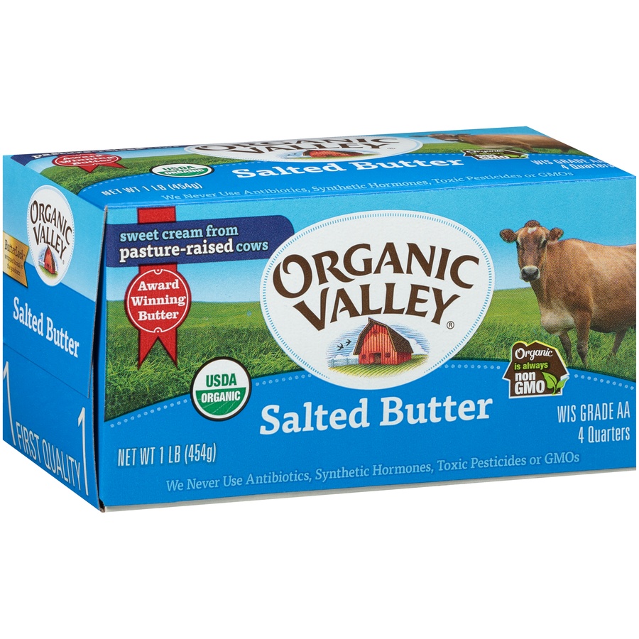 slide 2 of 8, Organic Valley Salted Butter Quarters, 16 oz