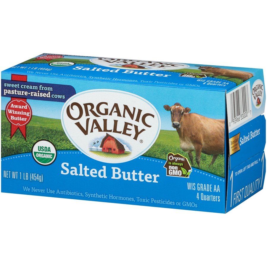slide 3 of 8, Organic Valley Salted Butter Quarters, 16 oz