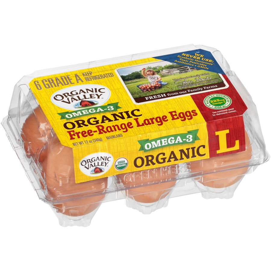 slide 6 of 7, Organic Valley Eggs, Organic, Free-Range, Large, 6 ct