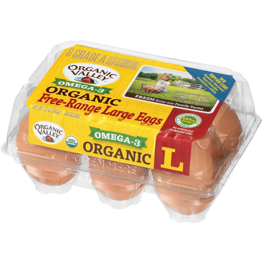 slide 2 of 7, Organic Valley Eggs, Organic, Free-Range, Large, 6 ct