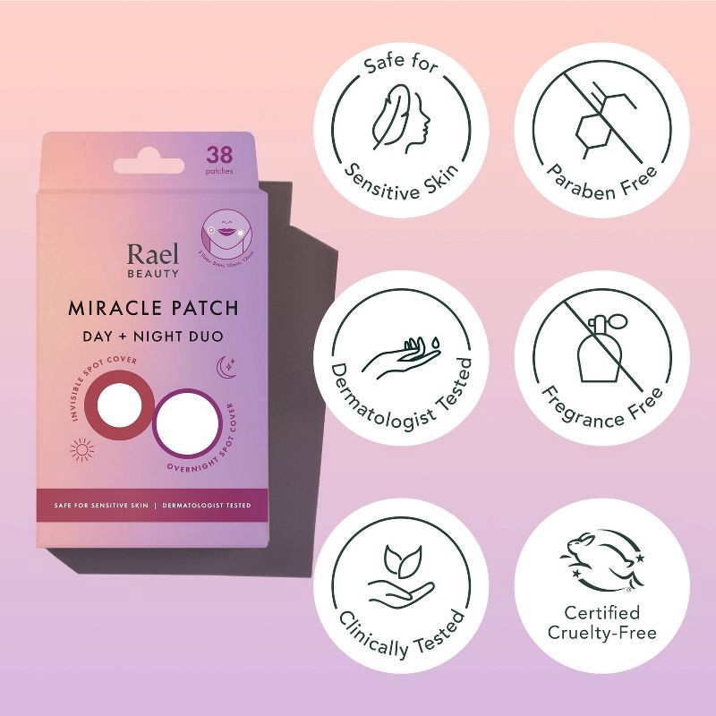 slide 7 of 7, Rael Beauty Miracle Pimple Patches Day & Night Duo Pack - 38ct, 38 ct