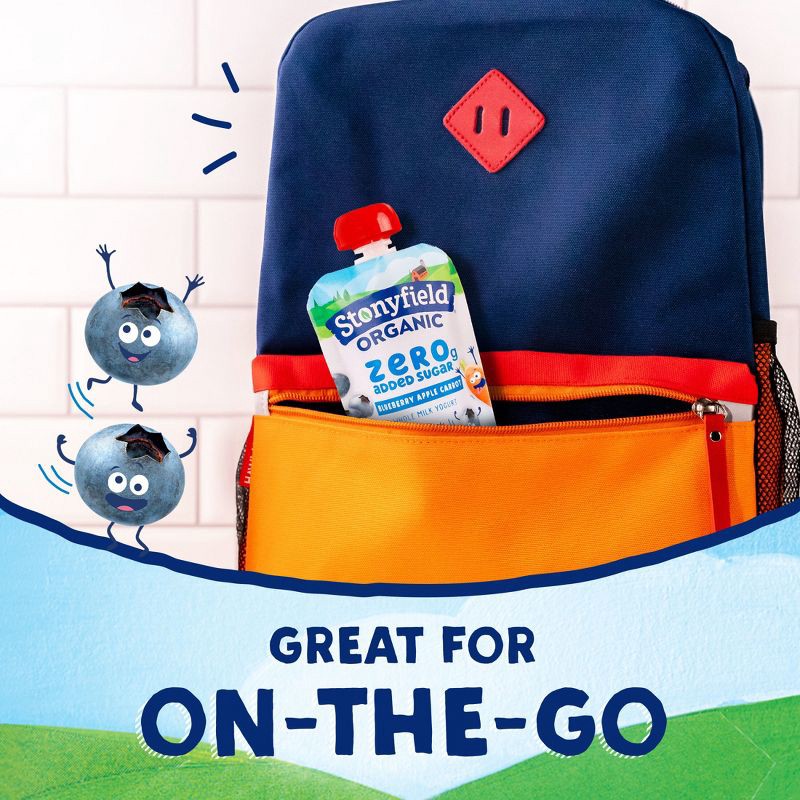 slide 5 of 10, Stonyfield Kids' Organic ZERO Added Sugar Kids Pouch Blueberry Apple Carrot 3.5oz/4pk, 4 ct; 3.5 oz