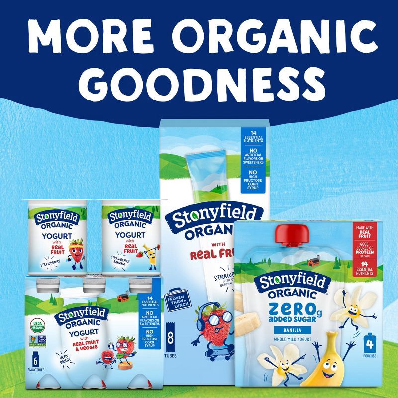 slide 8 of 10, Stonyfield Kids' Organic ZERO Added Sugar Kids Pouch Vanilla 3.5oz 4pk, 4 ct; 3.5 oz