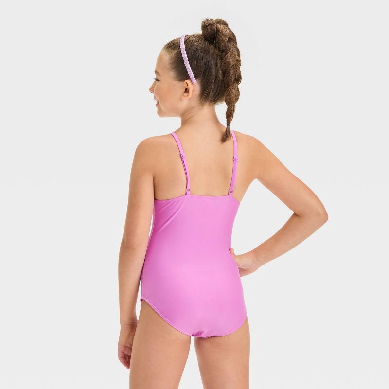 slide 2 of 3, Girls' Summer Shimmer Solid One Piece Swimsuit - Cat & Jack™ Purple M: UPF 50+, Sleeveless, Full Lining, 1 ct